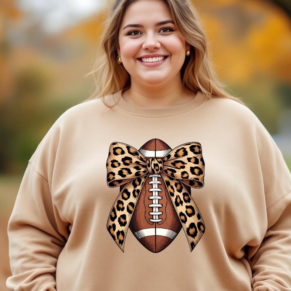 Football Sweatshirt with a big leopard bow 2XL-3XL New sand great for  Games
